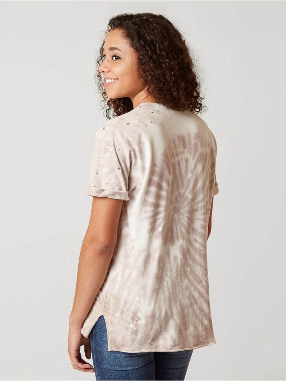 Affliction Cream Short Sleeve Top V-Neck L - Picture 2 of 5